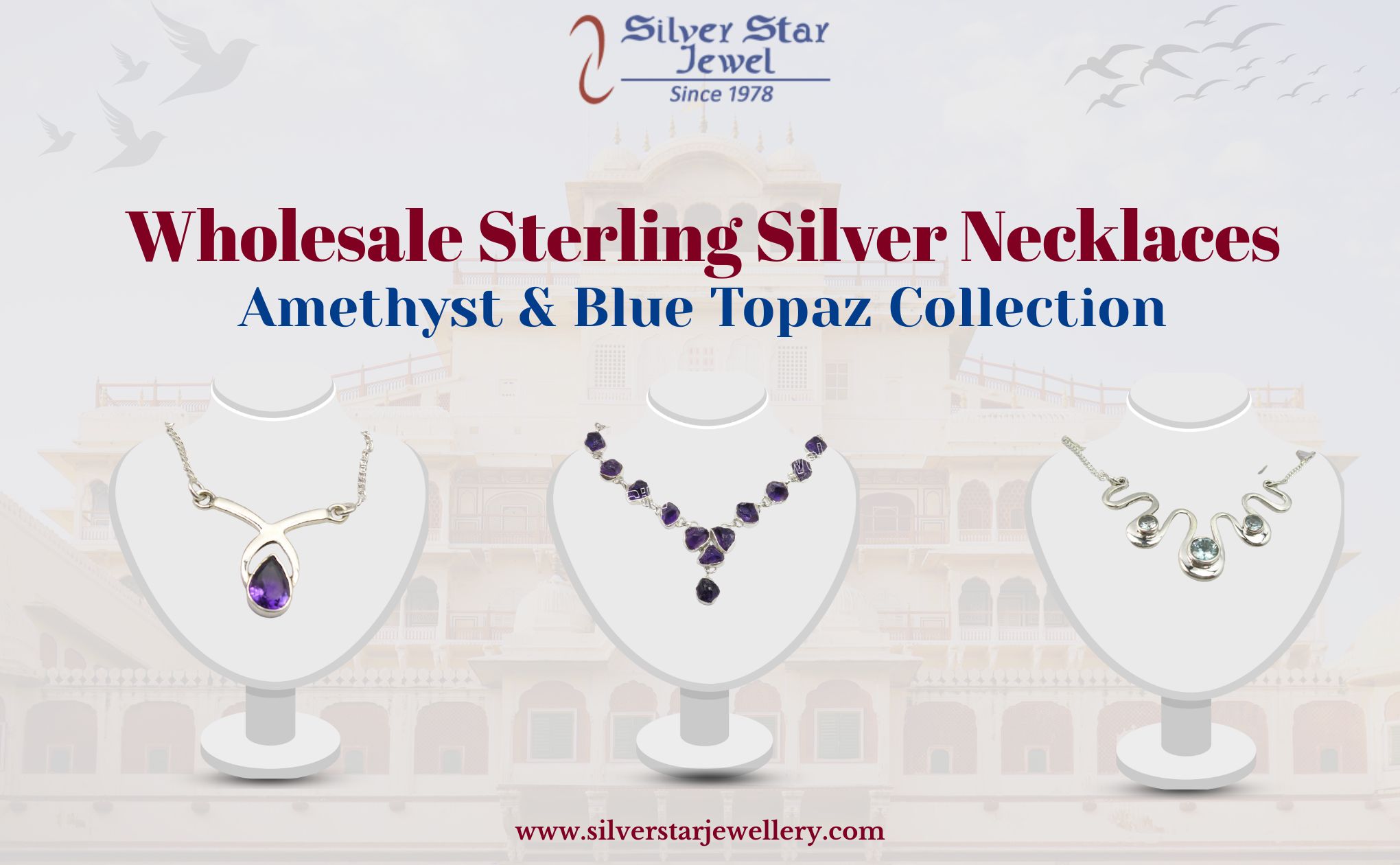Wholesale Sterling Silver Necklaces Amethyst & Blue Topaz Collection