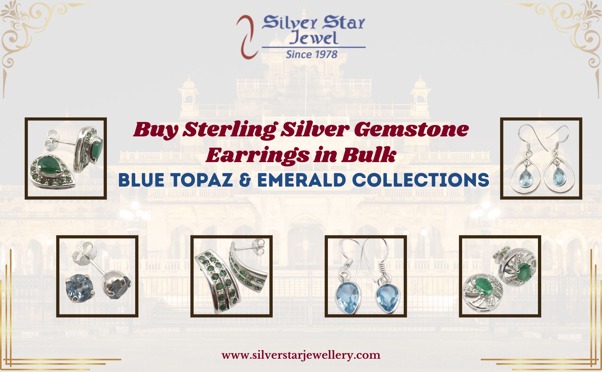 Buy Sterling Silver Gemstone Earrings in Bulk – Blue Topaz & Emerald Collections