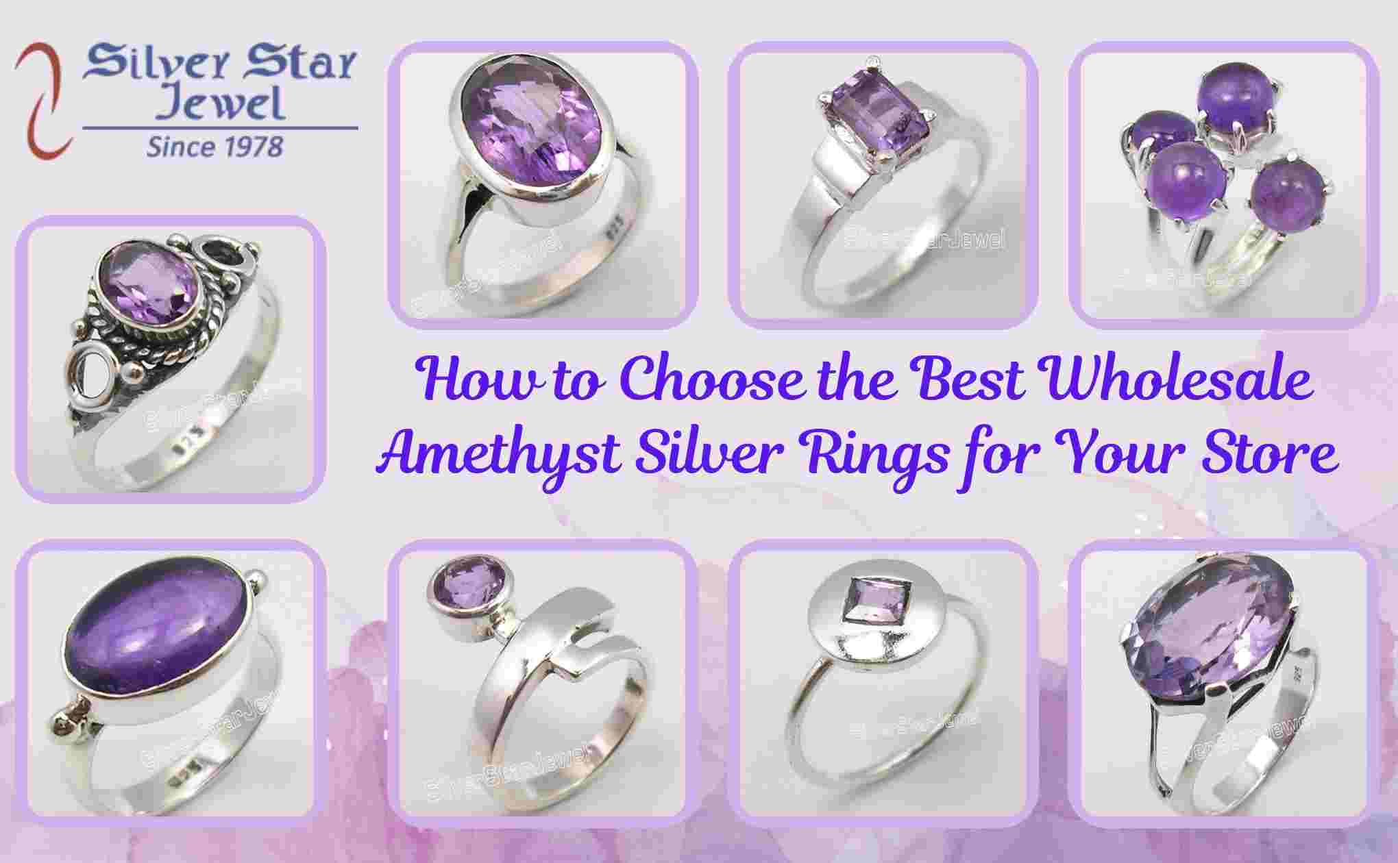 Wholesale Amethyst Silver Rings